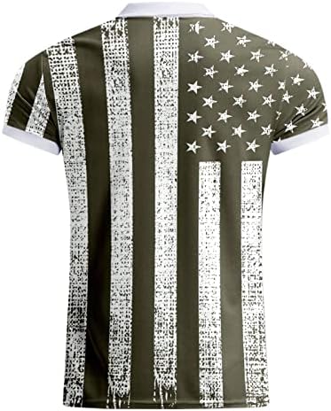 Vara barbati T-Shirt masculin vara Casual independența zi imprimare fermoar rândul său, în jos guler bluza maneca scurta
