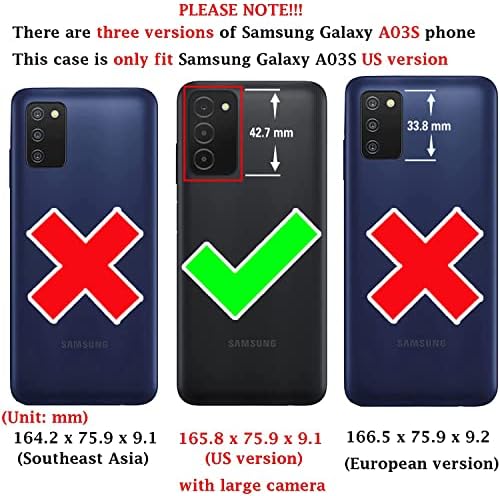 Husă pentru telefon Asuwish pentru Samsung Galaxy A03S versiunea SUA Husă pentru portofel 5G 2022 cu Protector de ecran din