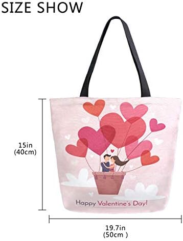 ALAZA HAPPY Valentines Day Canvas Tote Bag pentru femei Călătorie muncă Cumpărături alimentare alimentare TOP Mâner Purtări
