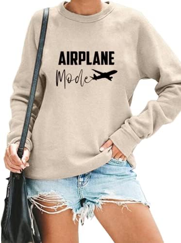Niupihala Women Airplane Mode HankeerShirt Sweatter Litera amuzantă Tipuri de călătorie Casual cu mânecă lungă cu mânecă de
