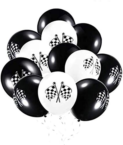 Finduat 30 piese curse auto Latex baloane carouri curse masini pavilion Tema negru & amp; alb balon Petrecere de aniversare