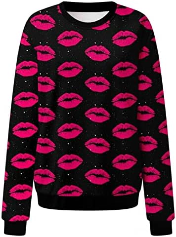 Ziua Îndrăgostiților bluze pentru femei drăguț dragoste inima Maneca lunga Topuri Casual bluza pulover Grafic Tee Tricouri