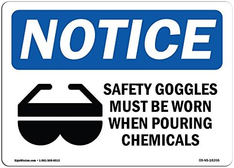 Semn de notificare OSHA - Ochelita de siguranță trebuie purtată | Semn rigid din plastic | Protejați -vă afacerea, șantierul