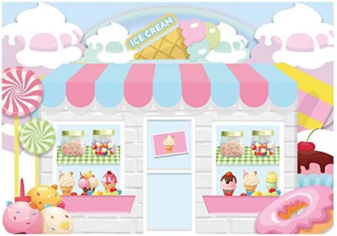 Funnytree 7x5ft înghețată magazin fundal vara roz dulce bomboane Printesa Fata Baby duș ziua de naștere fotografie fundal gogoasa