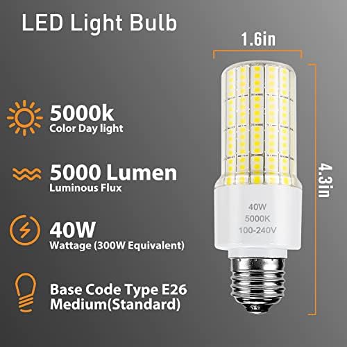 ZP A19 LED bec 300W echivalent 40W Becuri 5000 Lumen 5000k Lumina zilei rece alb E26 / E27 bază de iluminat impermeabil pentru