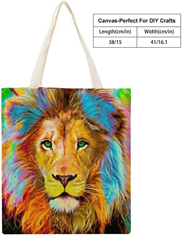 Color Lion Canvas Tote Bag pentru a reutiliza geantă de cumpărături cu mânere pentru bărbați pentru femei 38x41cm