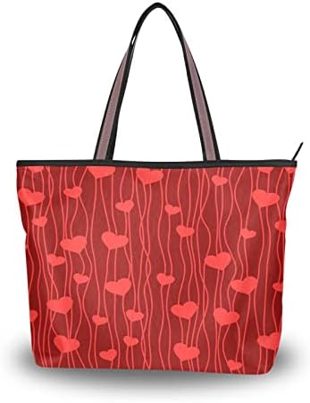 Jstel Valentines Day Tote Geantă pentru femei cu fermoar, pungi mari de cumpărături pentru cumpărături pentru a face saci