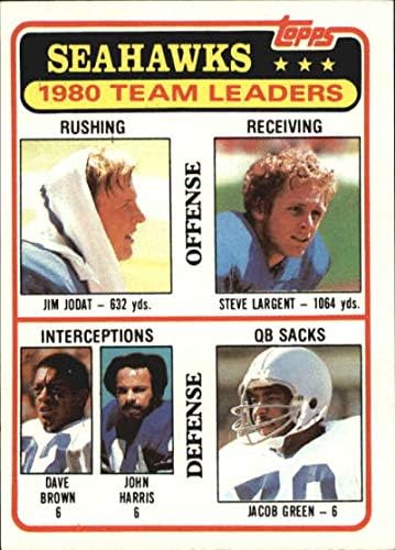1981 Topps 19 Jim Jodat/Steve Largent/Dave Brown/John Harris/Jacob Green Seahawks TL NFL Card de fotbal NM-MT