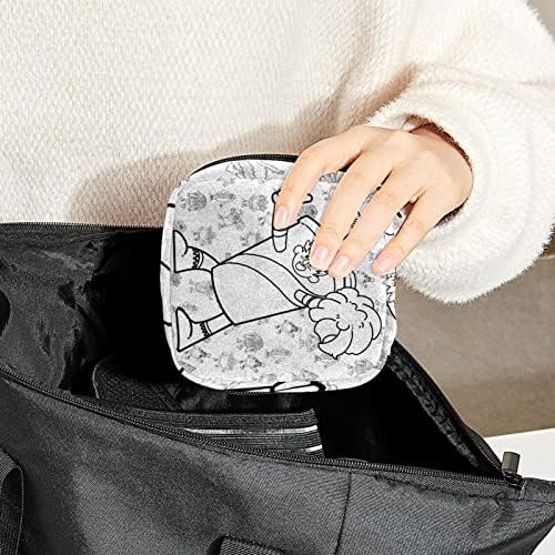 Geanta de depozitare a șervețelului sanitar, geantă portabilă pentru fete fete pungă de cană menstruală, modelul de pizza pentru