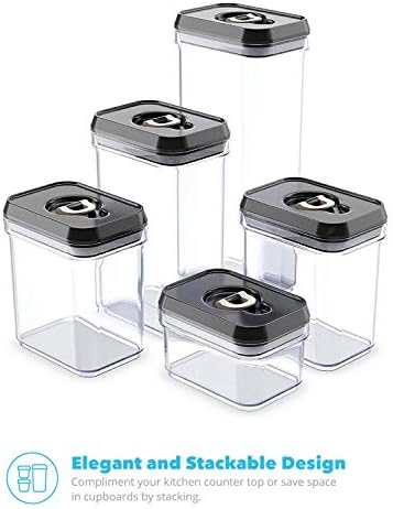 Set de containere de depozitare a alimentelor etanșe la aer Zeppoli / Set de 5 piese-plastic durabil-fără BPA - plastic transparent