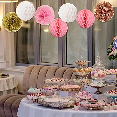 Decorațiuni de ziua de naștere din Aur Roz, Aur Roz Roz și baloane albe pentru fete femei Petrecere La mulți ani cu ghirlandă