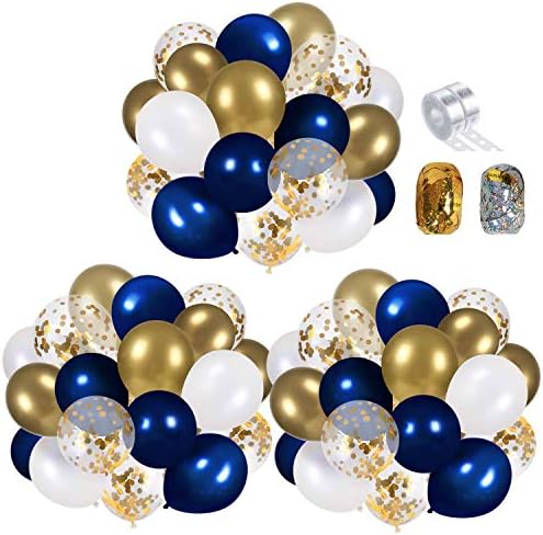 Bleumarin și aur confetti baloane Partidul decorare Consumabile 70pcs 12 inch aur metalic Perla baloane albe pentru Navy Party,