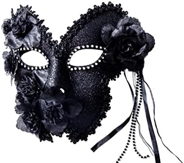 liweiyu Masquerade Mask pentru femei stras strălucitor venețian Party Bal Ball metal Mask, Alb, 7.2 in * 6.5 in