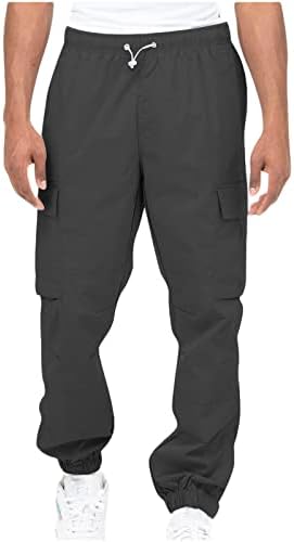Pantaloni de marfă Ozmmyan pentru bărbați Solid Casual Buzunare multiple în aer liber Tip drept Fitness Pantaloni lungi Pantaloni