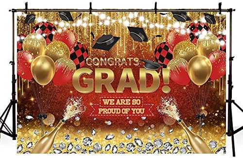 Aibiin 7x5ft Felicitări Grad fundal roșu aur sclipici diamant absolvire fotografie fundal clasa de 2023 sărbătoare Bal decoratiuni