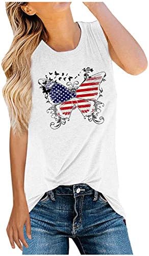 4 iulie tricouri maiouri pentru Femei Fără mâneci O gât Tricouri Tricouri Statele Unite ale Americii Pavilion stele dungi atletic