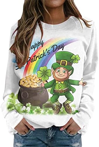 Yubnlvae St Patrick ' s Day tricouri femei Tie Dye drăguț Crewneck supradimensionate cadou Despicare Mardi