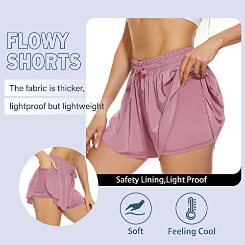 Pantaloni scurți de alergare Flowy Womens Flowy - Stretch Soft drăguț 2 în 1 Fluture Antrenaj Atletic Gym Tennis Lounge Fuste