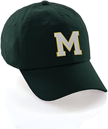 Pălărie personalizată a până la z Litere inițiale de baseball clasic, DK Green Hat Alb de aur
