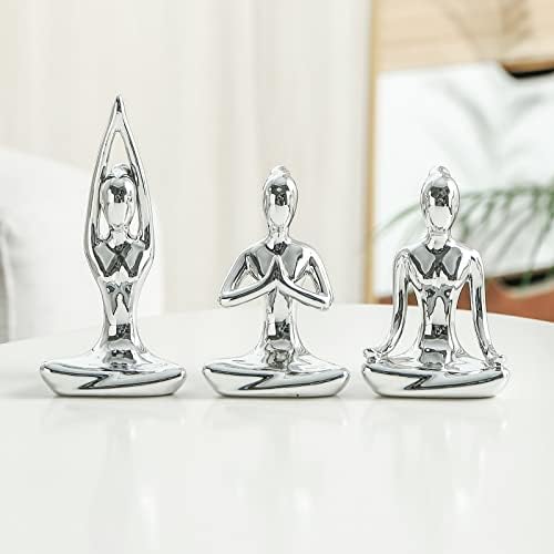 Decor de statuie Yoga Meditație OWMELL, figurine de yoga ceramice pentru decorarea casei, decor de cadou zen yoga decor de