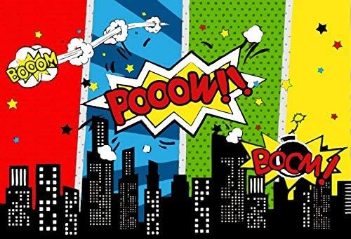 Yelee 10x8ft Cartoon Comic City Super Hero Photography Fundal Humor Vinil Abstract Superhero Superhero Duș Foto Fundație pentru