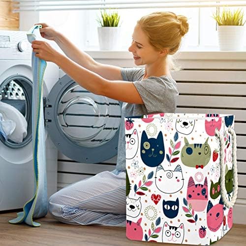 MAPOLO spălătorie împiedică colorat pisici model pliabil Lenjerie spălătorie coș de depozitare cu mânere suporturi detașabile