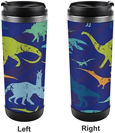 Căni de cafea cu imprimeu retro dinozaur cu cupe izolate cu capac sticla de apă din oțel inoxidabil