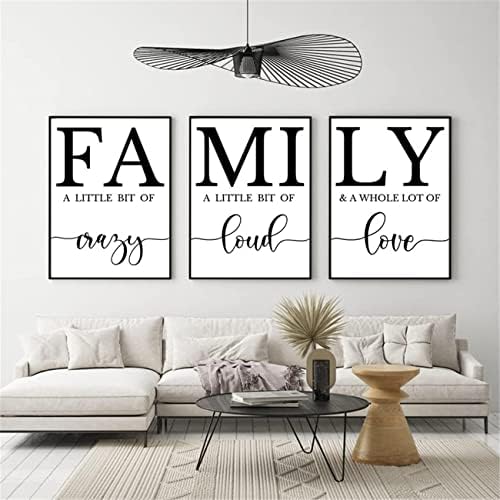Natvva 3 piese Family Citat Artă de perete imprimeu Familie Un pic de citate nebune Postere Canvas picting Family Sign Picture