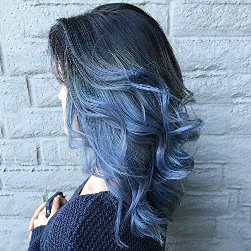 Inima Clipuri pentru păr negru complet sintetice Lung femei par peruci căldură Albastru peruci ondulat la peruca Express 3