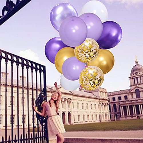 Kalyerparty Purple Gold Confetti Balloons-50pcs