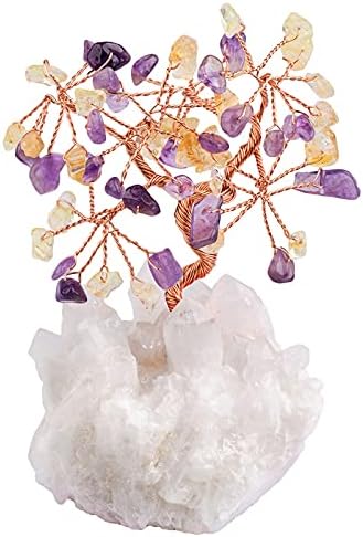 Mookaidedecor Amethyst & Citrine Crystal Tree Tumble Stones, Cluster Rock Crystals BASE BAY BANI PENTRU BAKES ȘI NOCK 4 -5