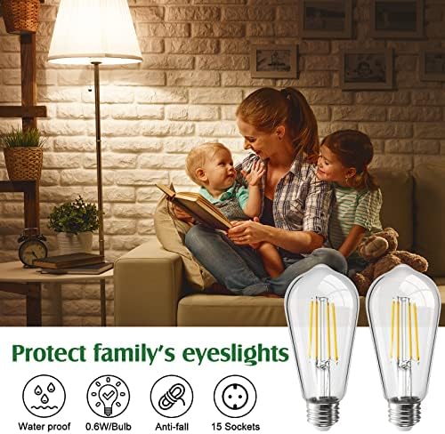 24 pachet Becuri LED Vintage E26 Becuri LED cu bază medie 6w echivalent 60 Watt becuri cu Filament LED antic cu 80+ CRI, lumină