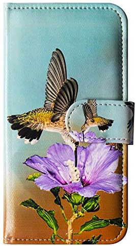 Bcov iPhone Xr caz, Hummingbird Purple Flower piele Flip portofel caz telefon acoperi cu Card slot titularul Kickstand pentru