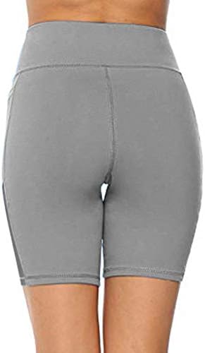 Vowua pentru femei plus dimensiuni pantaloni scurți de yoga cu talie cu buzunare pantaloni pantaloni de yoga cu întindere solidă