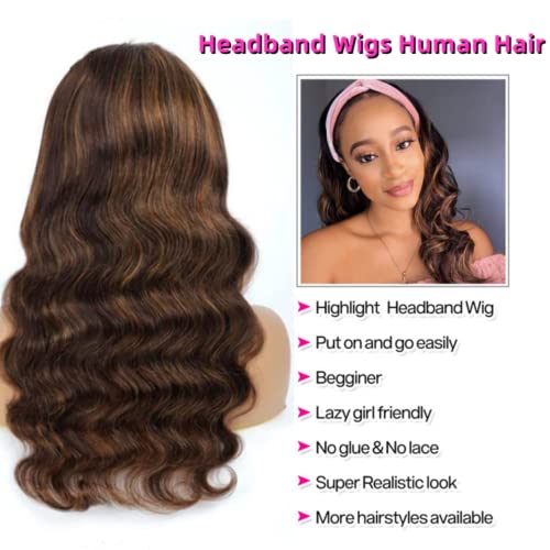 Ombre Highlight Body Wave peruci cu bandă de păr uman pentru Femei negre 9a Peruci de păr virgin Brazilian Glueless None peruci