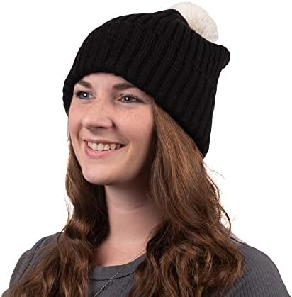 izotoner femei hidrofug vreme rece moale confortabil tricot pălărie cu fire Pom