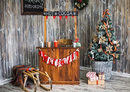 BELECO 10x8ft țesătură de Crăciun sărbătoare de vacanță Fotografie fundal rustic perete din lemn de iarnă sanelie de Crăciun
