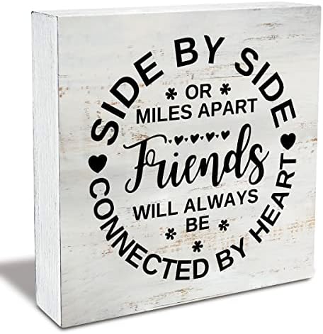 Rustic Friend Wood Box Semn cot la cot sau la o distanță de kilometri, prietenii vor fi întotdeauna conectați de inimă cutia