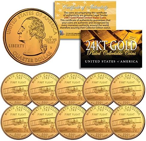 2001 Carolina de Nord din Carolina de Nord Us Mint Bu Monede placate cu aur
