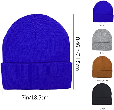 Jolbndcv 4 pachet unisex beanie pălării tricotate capac de craniu cald pălării calde de iarnă cu dungi de iarnă cu manșetă