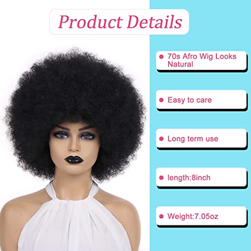 RuiYok 8 Inch negru natural Afro peruca Afro peruci pentru Femei negre Afro peruci 70s Premium sintetice Afro Puff peruci Bouncy