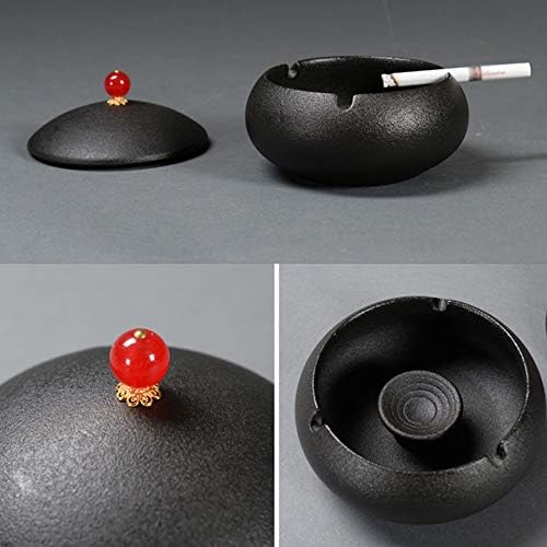 XWWDP Personalitate ceramică portabilă, scrumieră multifuncțională cu capac, scrumieră de birou în interior în aer liber