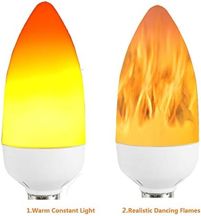 qlee LED Flame bec E12 Candelabra Base 3 Watt alb cald led candelabru Becuri fără flacără pâlpâitoare lumina pentru evenimente