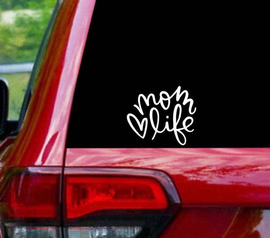 MOM LIFE DECAL VINYL DECAL VINYL, autocolant auto pentru fereastră, camion, perete, laptop - SUV - alb - 5.5 x 4.5