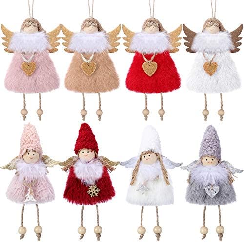 Syhood 8 bucăți decorare de Crăciun Hanging înger pandantiv plușul păpușii înger ornamente pentru meșteșuguri de Crăciun Elves