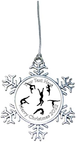 Gimnast feminin de Crăciun ornament de argint Fulgi de zăpadă sau bec Alegeți -vă textul