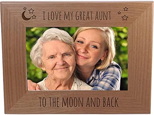 Customgiftsnow Îmi place marea mea mătușă pe lună și spate - gravat natur din lemn de arin agățat/tabletop poza memorie familie
