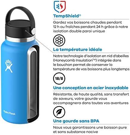 Hydro Flask 32 oz. Sticlă de apă - oțel inoxidabil, reutilizabil, gura izolată cu vid, cu capac flexibil cu rezistență la scurgere