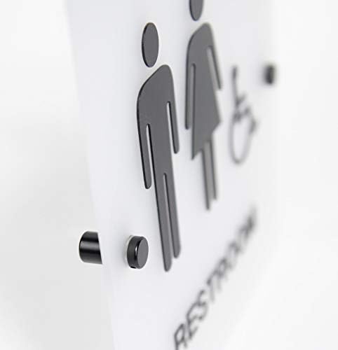 Designer Ada Semn de toaletă Unisex neutru de gen cu Braille și Stand Off Mountas, 9 pătrat înghețat