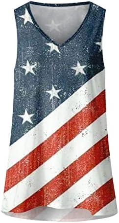 Femei 4 iulie American Flag Print Tank Tops Sleeveless Summer Antrenament amuzant Tops Bluze de cămașă de vacanță drăguță